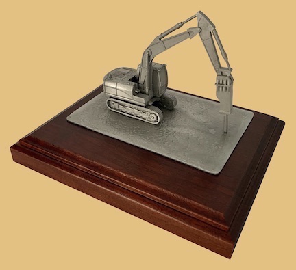Hydraulic hammer breaker heavy machinery operators award plaque sculpture
