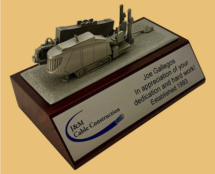 Directional boring machine award plaque of ditch witch JT24 operator gift