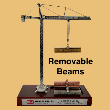 Hensel phelps tower crane trophy sculpture for years or service award