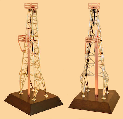 Oil derrick model trophy custom made by hand