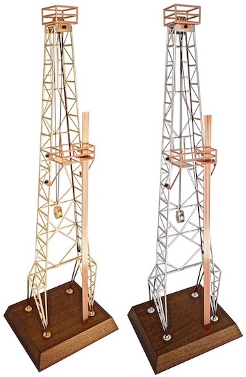 Drilling rig model for oil and gas wells gold plated finish