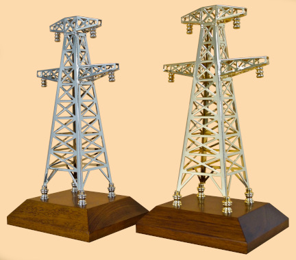 Tower award electricity transmission pylon model gift award or gifts for electricians or linemen