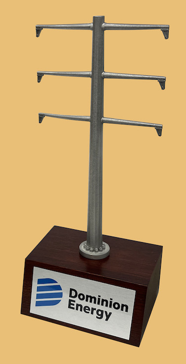 Gift award trophy electricity mono pole transmission tower plaque for linemen safety recognition with custom logo