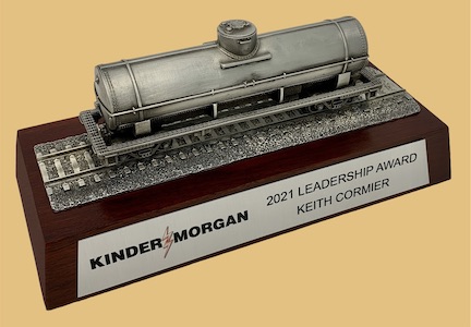 Oil tanker train car model desktop award gift for railroad industry